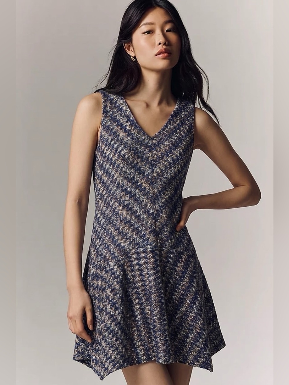 MAEVE Women’s Westwater Sleeveless Chevron Knit Dress - Multicolour, Small
